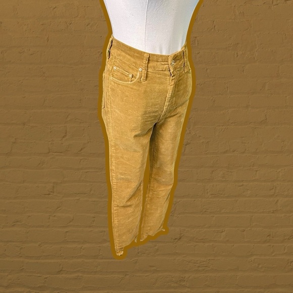 MOTHER Denim ‘High Waisted Looker Ankle Chew’ Corduroy Pant in “Okra” Size 24 - Picture 14 of 16